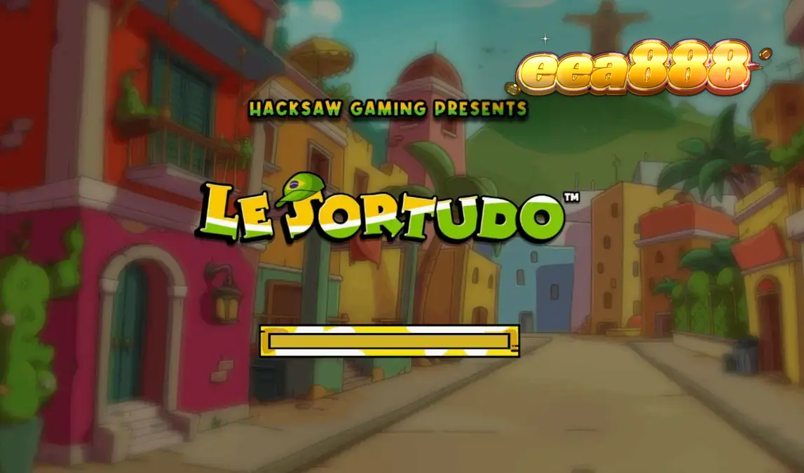 Le Sortudo slot game featuring Smokey the raccoon in a vibrant Brazilian street setting.